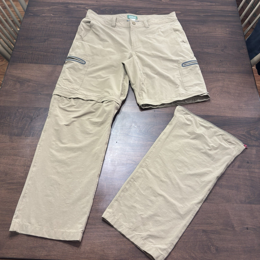 LL Bean Cargo Pant Mens 35X30 Tan Convertible Utility Pocket Hiking Outdoor Camp
